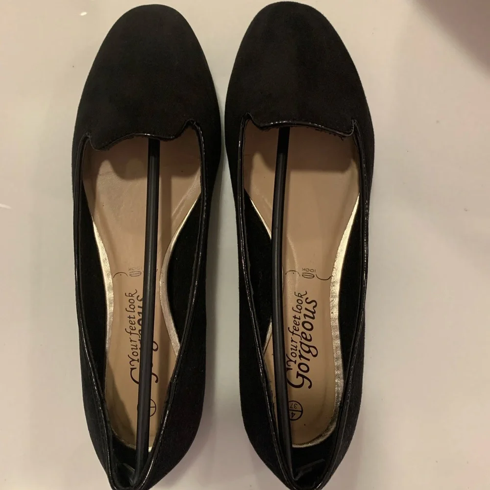 NWT New Look Suede-Look Smoking Slipper Loafers Flats - Women’s 6.5 / 37, Black